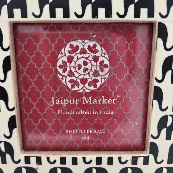 Jaipur Market Elephant Photo Frame 4x4 Black And White Abstract India 6.5 x 6.5 - Picture 2 of 10